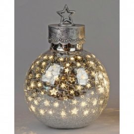 Deko-Kugel 30cm Sterne-Silber