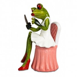 Frosch beim Schminken mit weißem Kleid