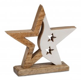 Deko-Stern 20cm Mango-Holz weiß