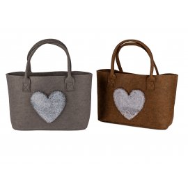 Tasche 26x35cm Filz mit Fellherz