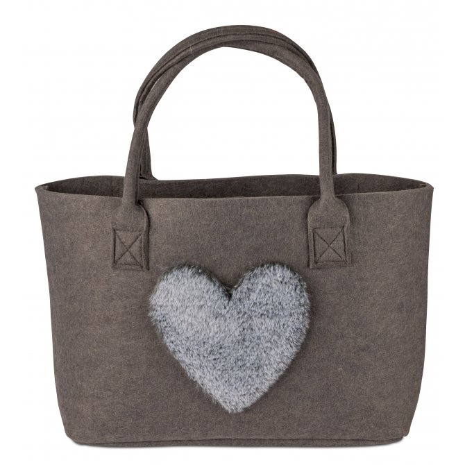 Tasche 26x35cm Filz mit Fellherz