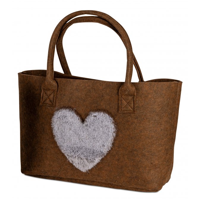 Tasche 26x35cm Filz mit Fellherz