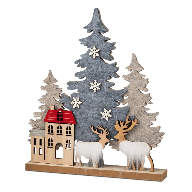 Winterlandschaft 29cm Holz mit Filz