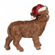 Hochland-Rind mit Weihnachtsmütze