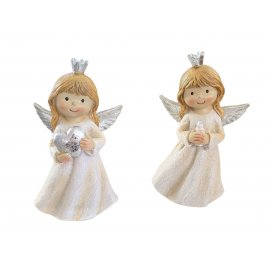 Deko-Engel 13cm mit Krone creme-silber