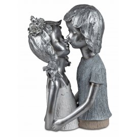 Büste Paar 33cm Weiss-Silber