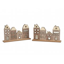 Häuserzeile 26cm Filz mit Holz