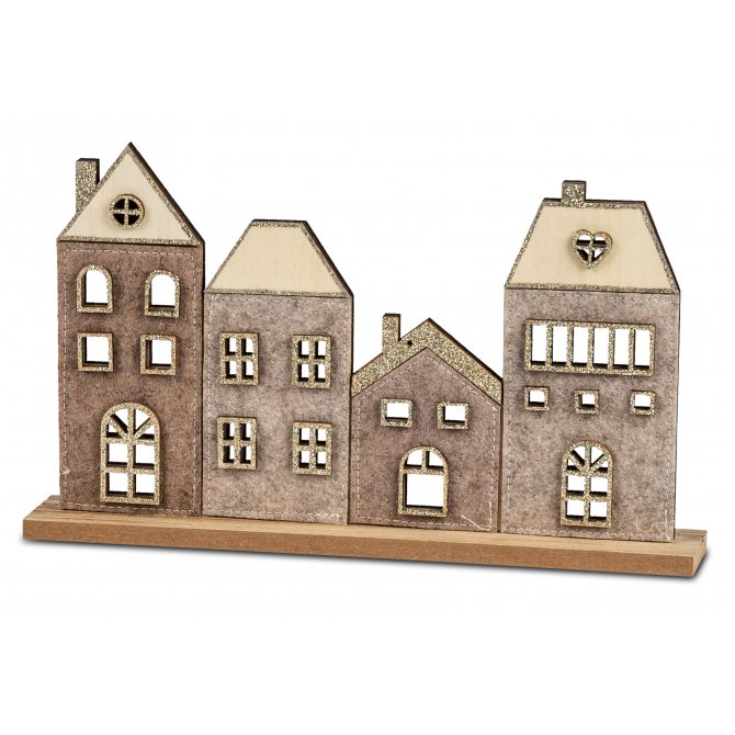 Häuserzeile 26cm Filz mit Holz