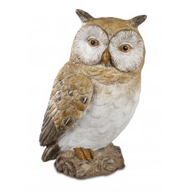 Deko-Eule 12cm mit Ohrfedern Handbemalt-matt