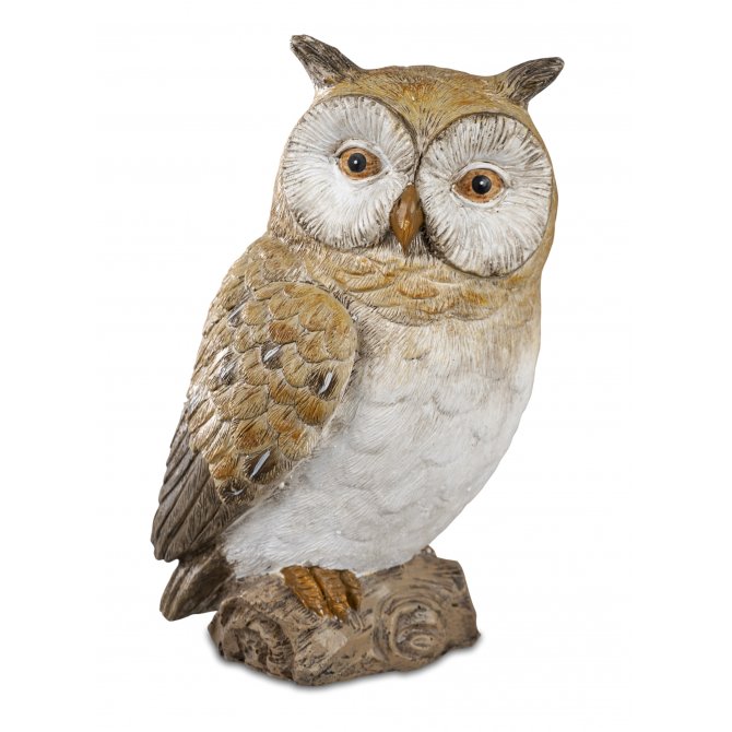 Deko-Eule 12cm mit Ohrfedern Handbemalt-matt