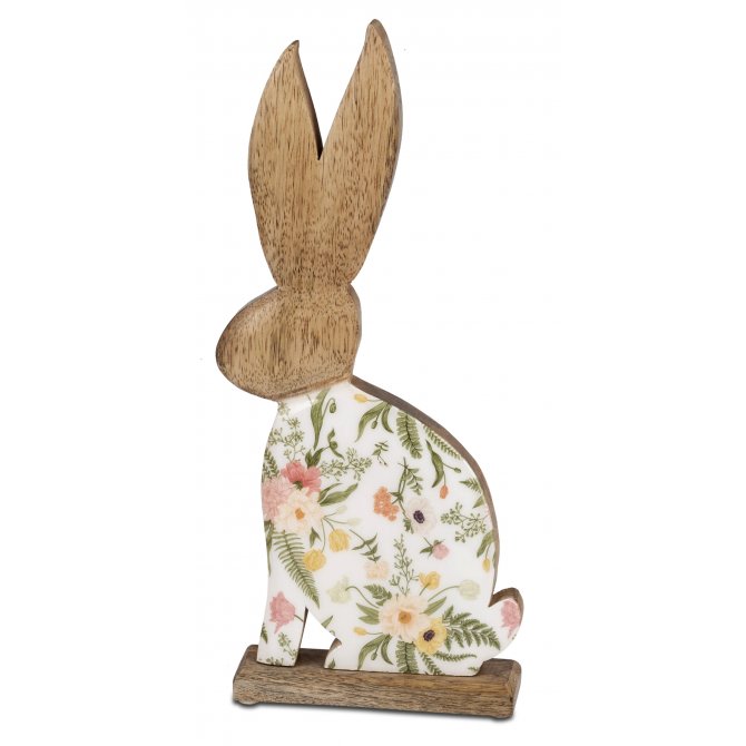 Hase 36cm Mangoholz Blume