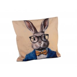 Kissen 45x45cm wetterfest Hase mit blauem Anzug
