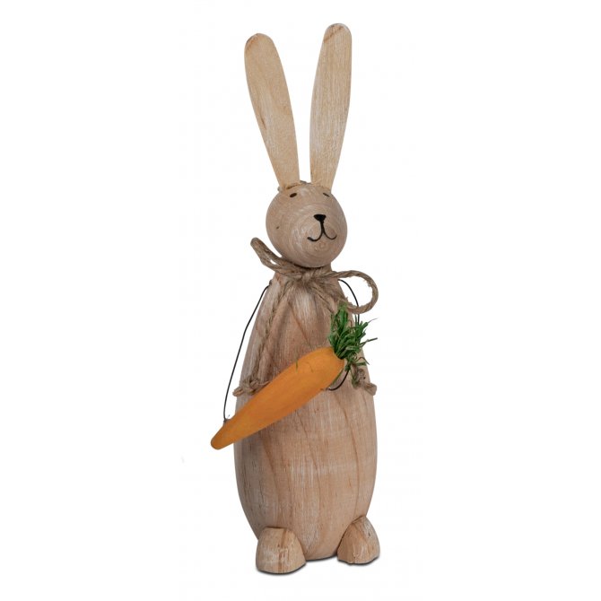 Hase mit Möhre 17cm Holz