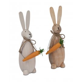 Hase mit Möhre 17cm Holz