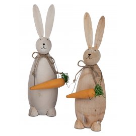 Hase mit Möhre 23cm Holz