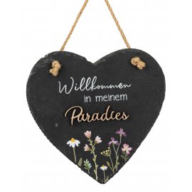 Wandbild Herz 20cm Schiefer - Paradies