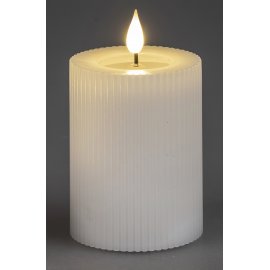 LED-Kerze 7x10cm Streifen-weiss