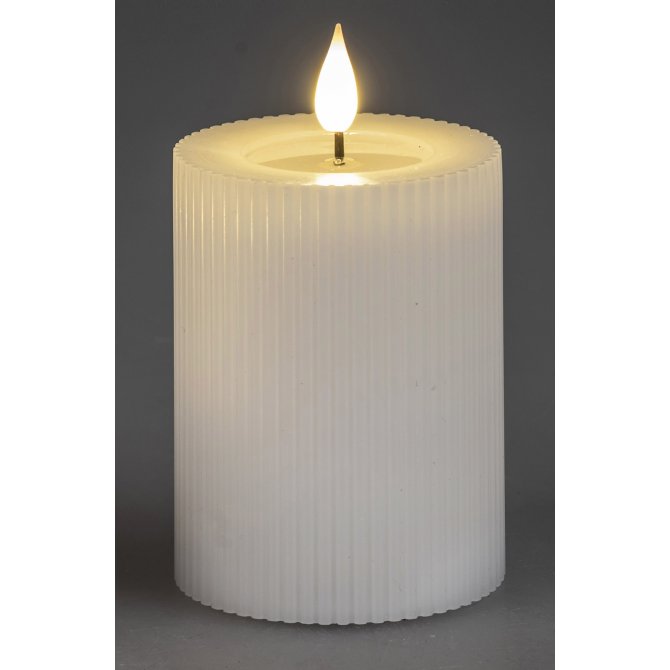 LED-Kerze 7x10cm Streifen-weiss