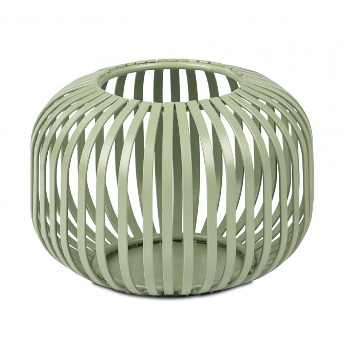 Windlicht-Kugel 14cm Metall-hellgrün