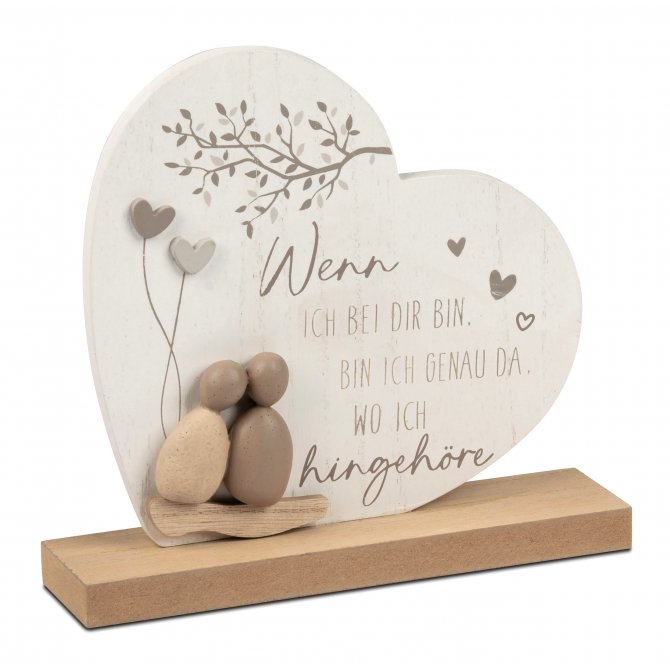 Herz mit Figuren in Steinoptik 20cm - wo ich hingehöre