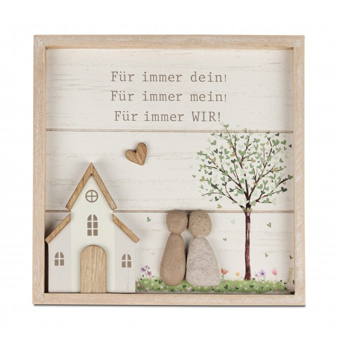 Bild Paar mit Figuren in Steinoptik 21cm - für immer wir