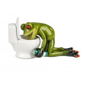 Frosch vor Toilette