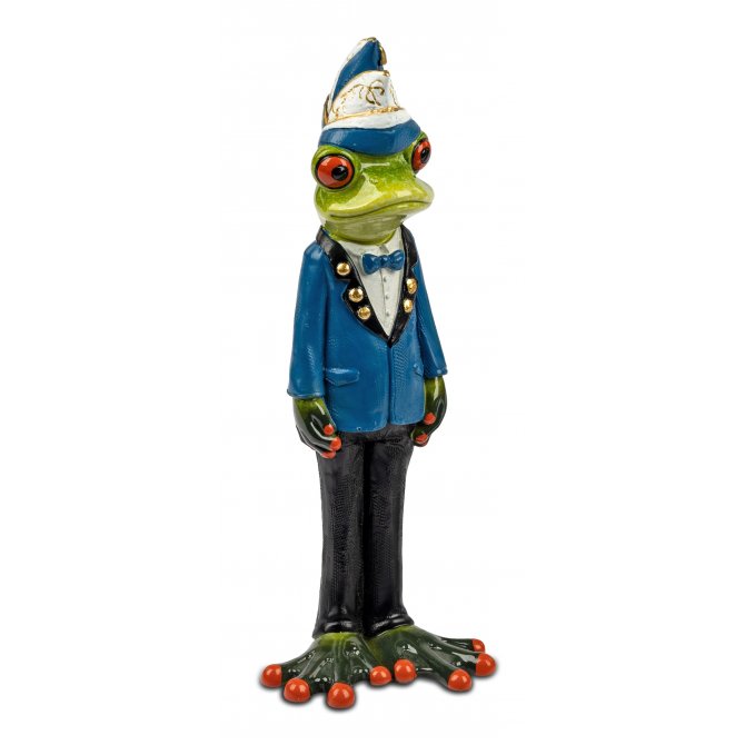 Frosch Karneval mit blauer Gardeuniform