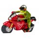 Frosch mit rotem Motorrad