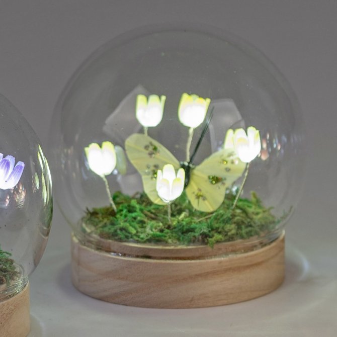 Deko-Kugel 10cm Blumen LED