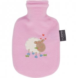 Wärmflsche 0,8l mit Bezug - Schaf rosa