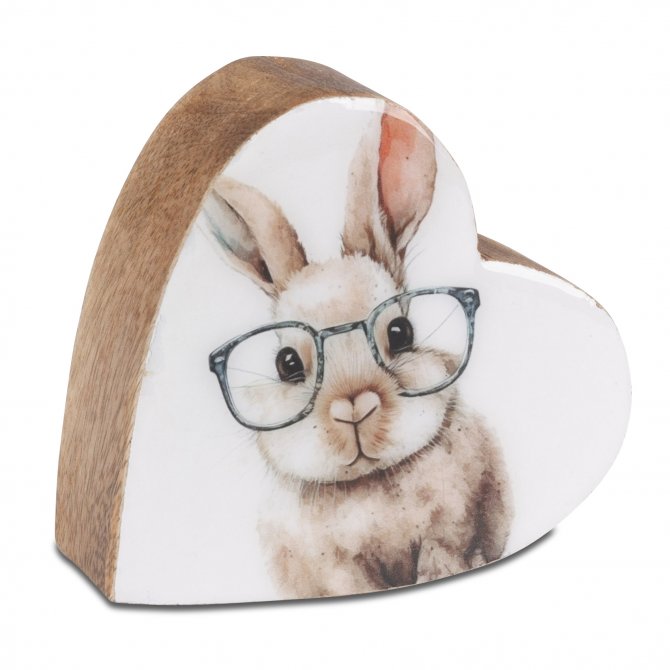 Deko-Herz 11cm Mangoholz Hase
