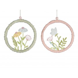 Hänger Kreis 15cm Metall Textil