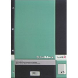 Schulblock 26 kariert, Rand rechts