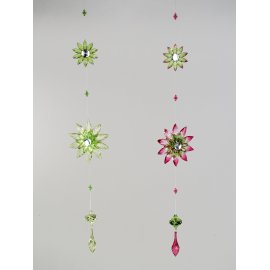 Girlande Acryl Blume grün-rot 65cm