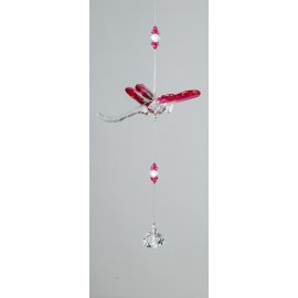 Hänger Libelle 34cm Acryl klar-rosa