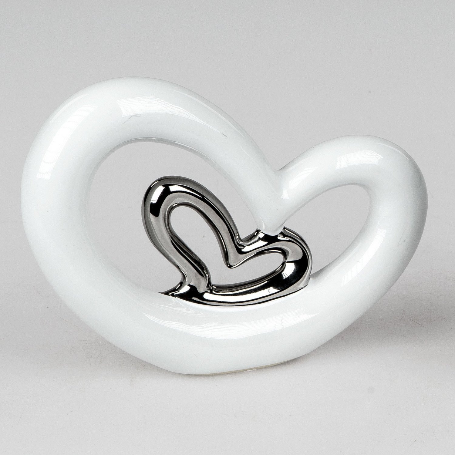 Deko-Herz 17cm weiß-silber - Geschenkhaus Bellm Deko-Herz 17cm weiß-silber - Geschenkhaus Bellm