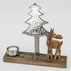 Tischlicht Rentier Alu Mango-Holz