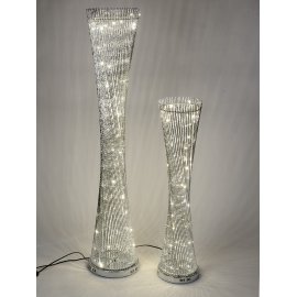 Lampe silber gedreht rund