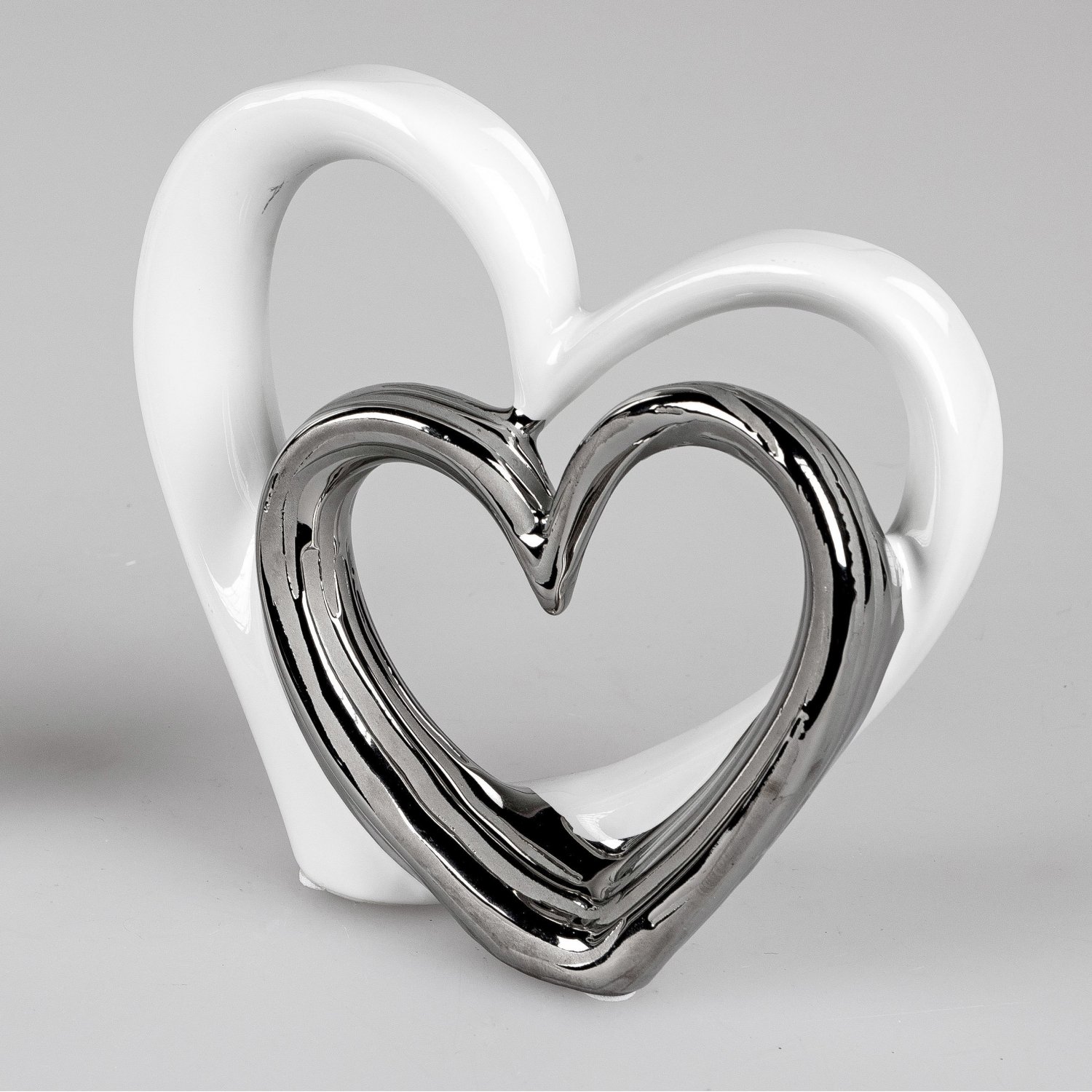 Deko-Herz 18cm weiss-silber - Geschenkhaus Bellm Deko-Herz 18cm weiss-silber - Geschenkhaus Bellm